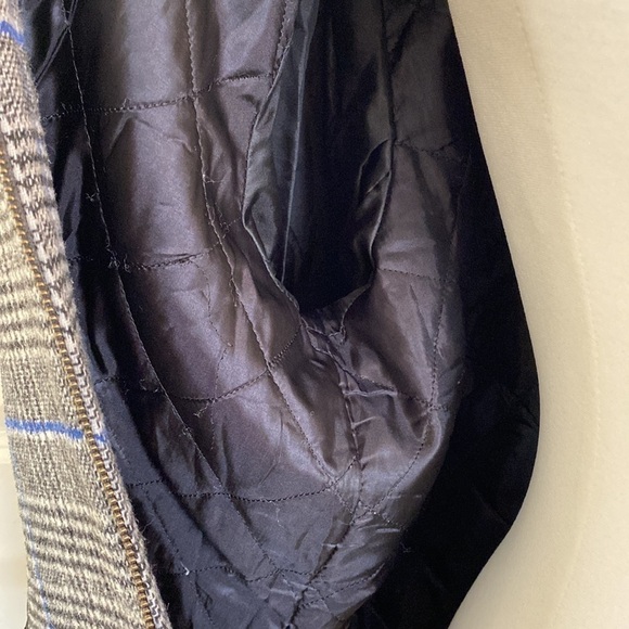 Orby plaid Coat Wool/Puffer Jacket Women’s  L Mixed media zip up zip down - Picture 7 of 13